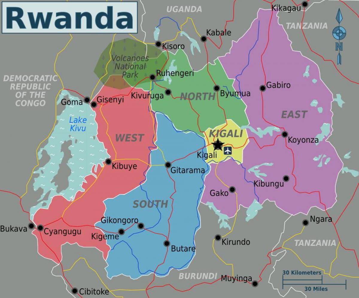 карте от кигали, Руанда