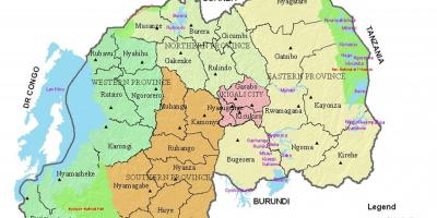 Карта Руанды с районов и секторов